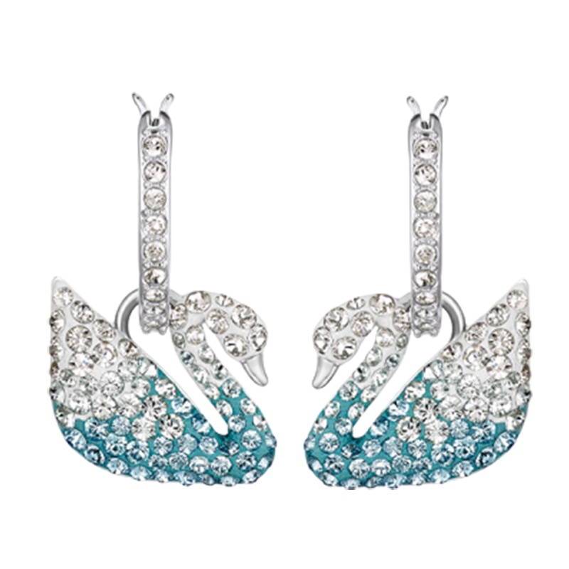【直营】施华洛世奇SWAROVSKI SWAN人造水晶女士天鹅穿耳耳环耳坠耳饰 送恋人
