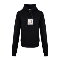 巴宝莉(BURBERRY)女士黑色鹿印花宽松棉质连帽衫小鹿卫衣 8024655