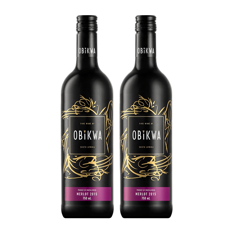 南非原瓶进口 奥卡瓦梅洛红葡萄酒 Obikwa - Merlot 干红葡萄酒 双支装750ml*2