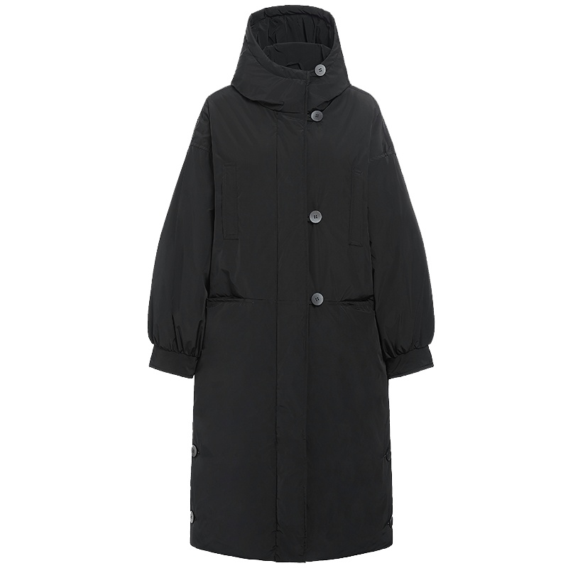 鸭鸭(yaya)韩版宽松时尚连帽加厚冬季潮流白鸭绒外套羽绒服女中长款