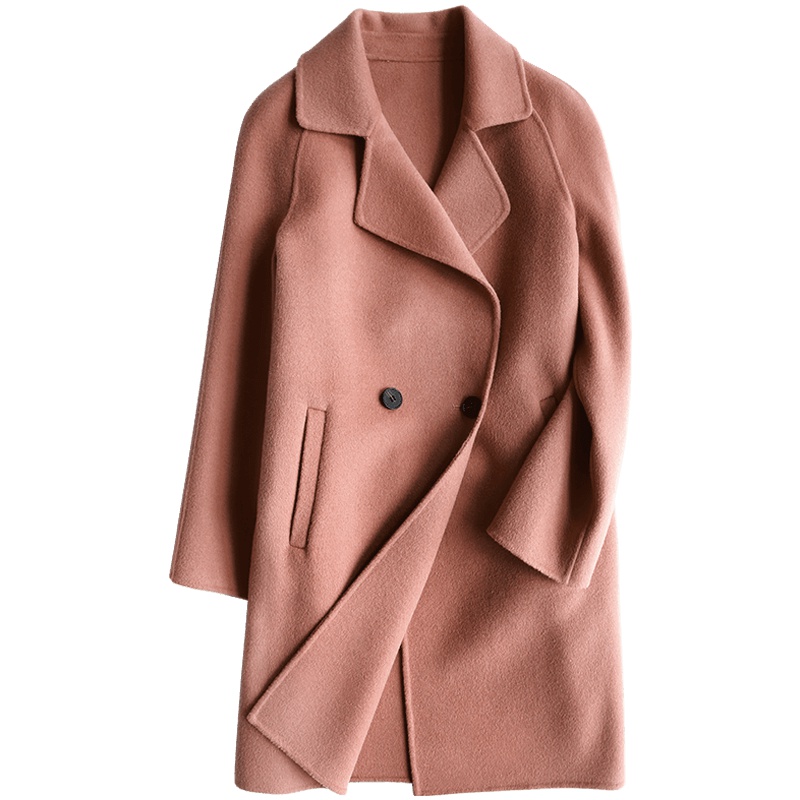 高梵(GOLDFARM)秋季双面呢羊毛大衣女中长款韩版时尚简约毛呢外套潮