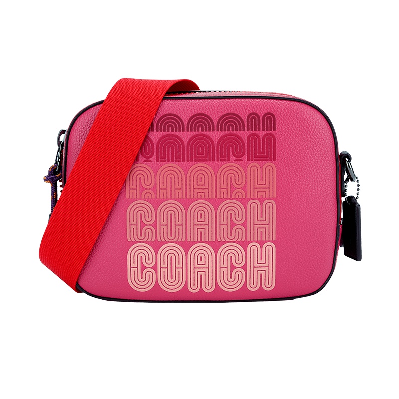 COACH 蔻驰 奢侈品 女士专柜款玫红色皮革单肩斜挎包 69411 GMOQZ