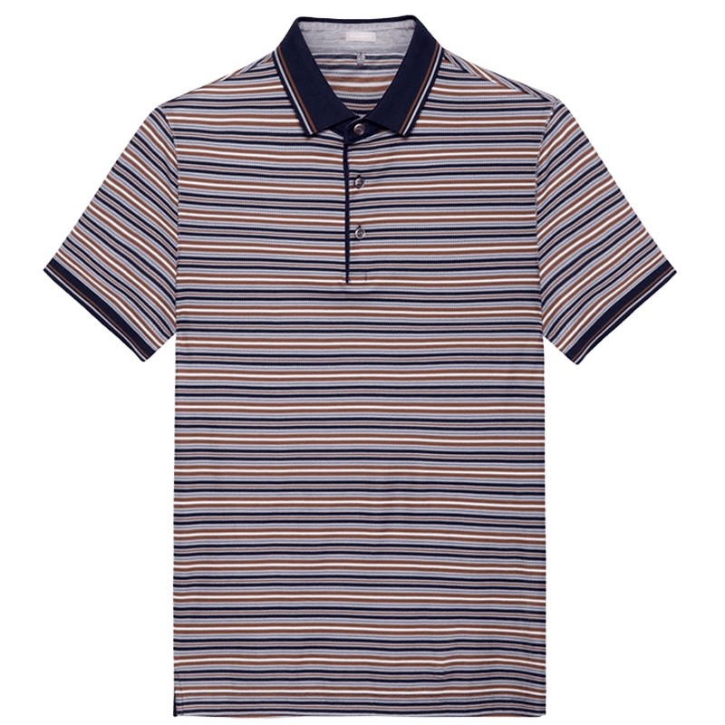 鄂尔多斯ERDOS 春夏纯棉条纹经典休闲Polo衫男士短袖T恤