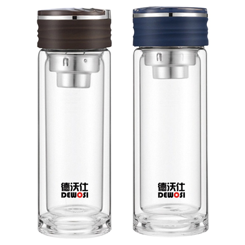 德沃仕玻璃商务直身水杯子 玻璃杯口杯360ml