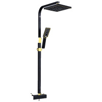 黑色欧式淋浴花洒套装家用铜智能恒温挂墙式沐浴器浴室淋雨喷头安心抵