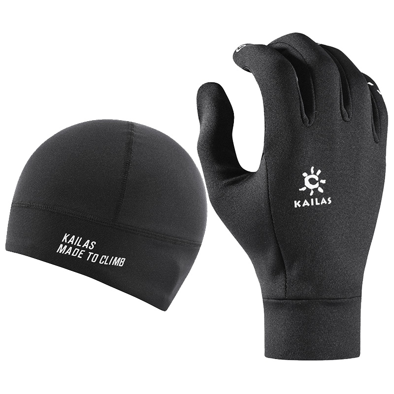 凯乐石户外运动触屏手套+帽子男女款弹力透气跑步越野套装春秋季