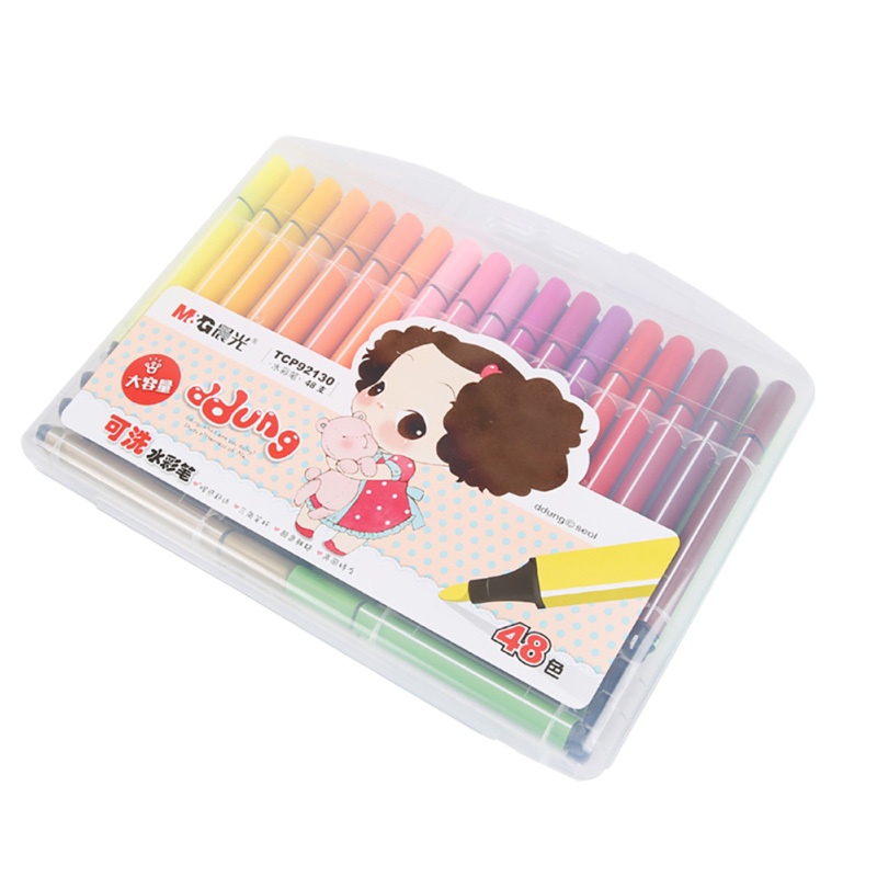 晨光 TCP92130水彩笔48色 冬己卡通三角绘画笔 书写流畅 48支混色装 48色混装