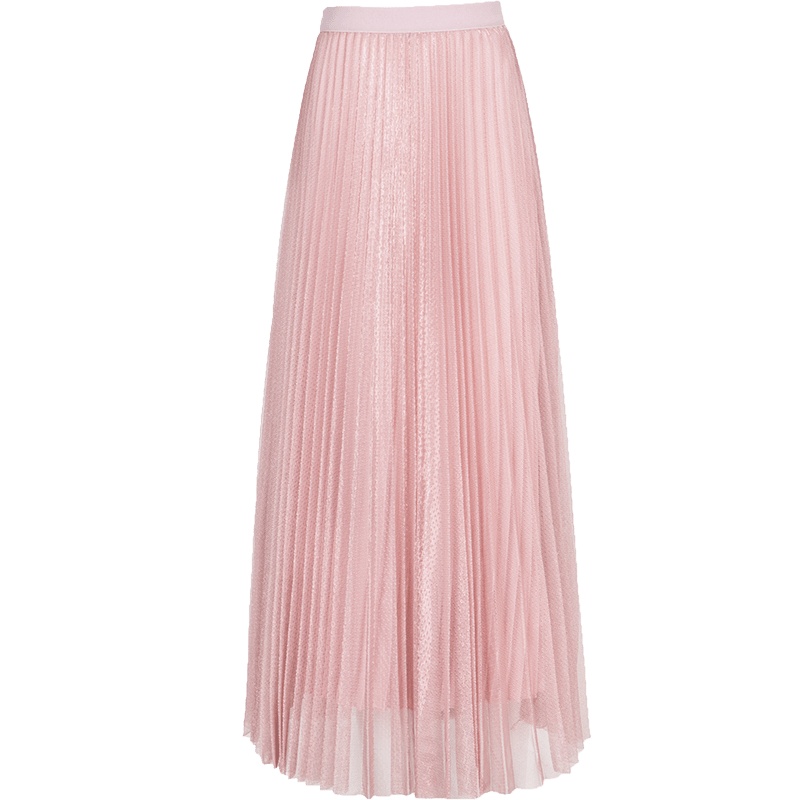 晚白2021秋季新品休闲纯色松紧高腰减龄百褶裙半裙通勤半身裙女