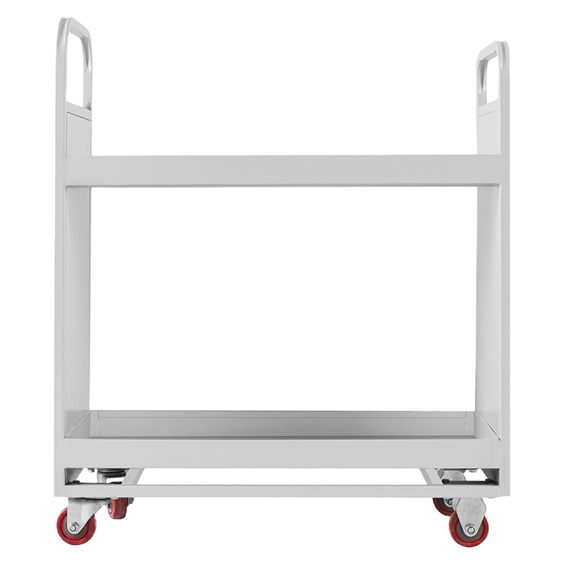 钱柜 二层平板 图书馆书车书店手推车档案室移动静音小推车 带护边 灰色 (单位:台)