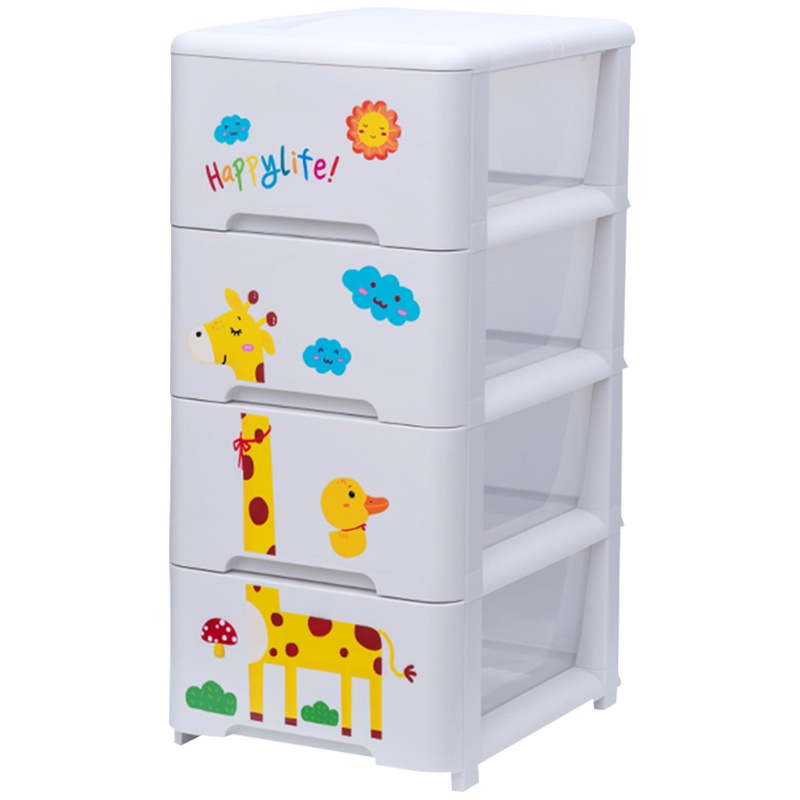 JEKO&JEKO 儿童衣柜宝宝夹缝储物柜塑料收纳箱五斗柜抽屉式收纳柜整理柜子四层组装式长颈鹿 SWB-5587