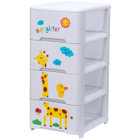 JEKO&JEKO 儿童衣柜宝宝夹缝储物柜塑料收纳箱五斗柜抽屉式收纳柜整理柜子四层组装式长颈鹿 SWB-5587