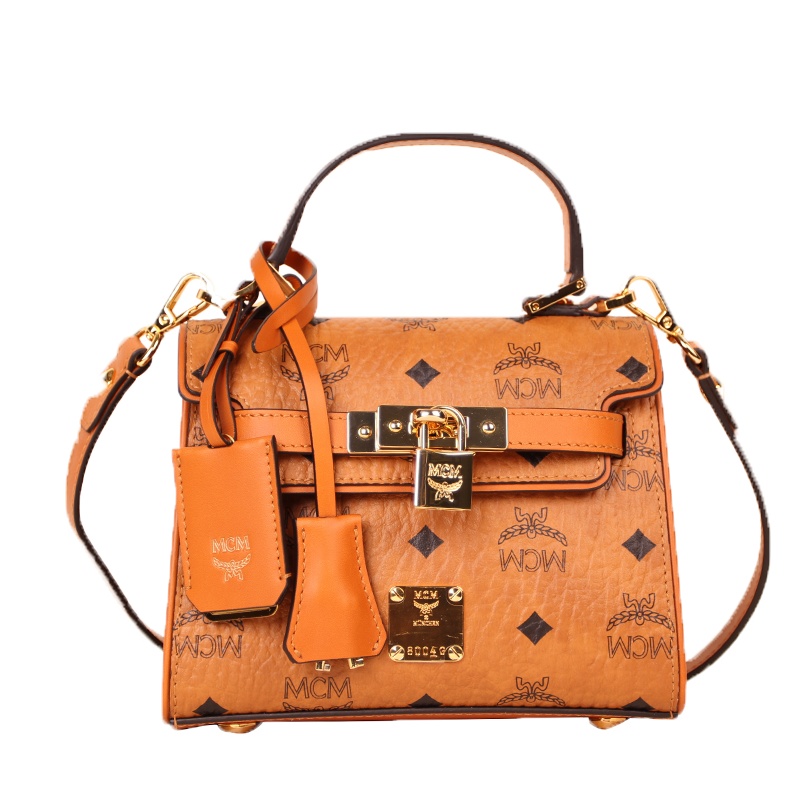 [直营]MCM HERITAGE MINI KELLY 锁头涂层帆布手提包单肩包斜挎包女包