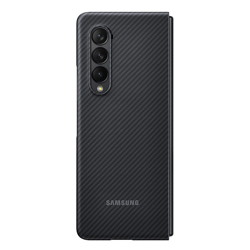 三星 Galaxy Z Fold3 5G原装手机壳W2022 W22 F9260折叠屏保护套 芳纶纤维保护壳手机壳 黑色