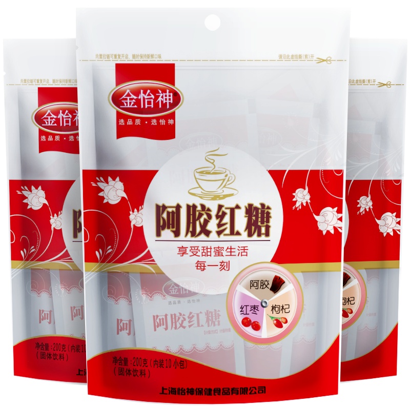 金怡神阿胶红糖姜茶阿胶红枣红糖姜茶古法熬制老红糖小袋装200g*3