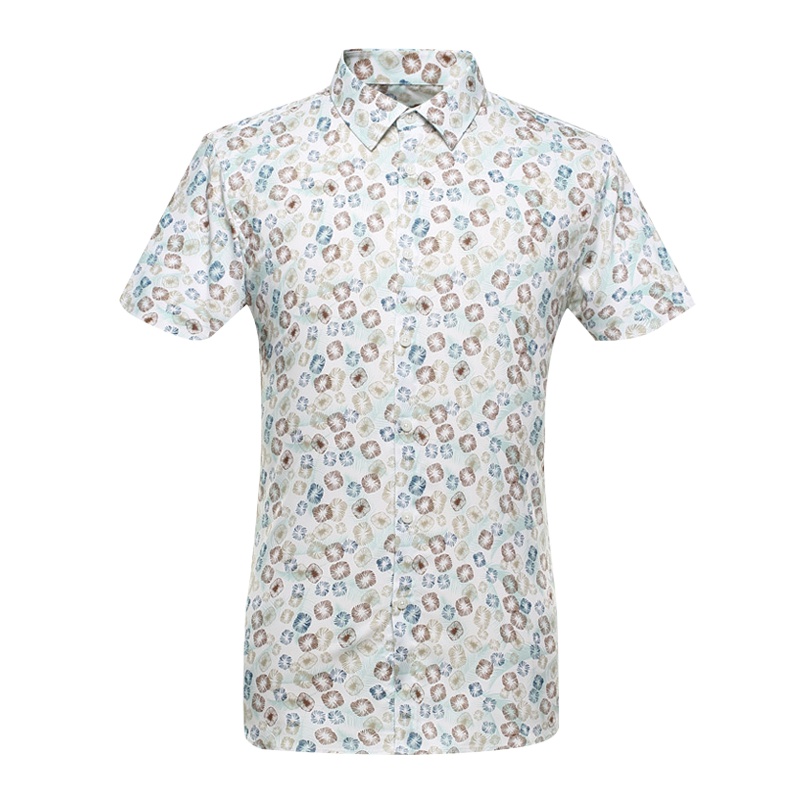 Artsdon/阿仕顿男装夏季翻领短袖衬衫时尚印花商务休闲短衬男