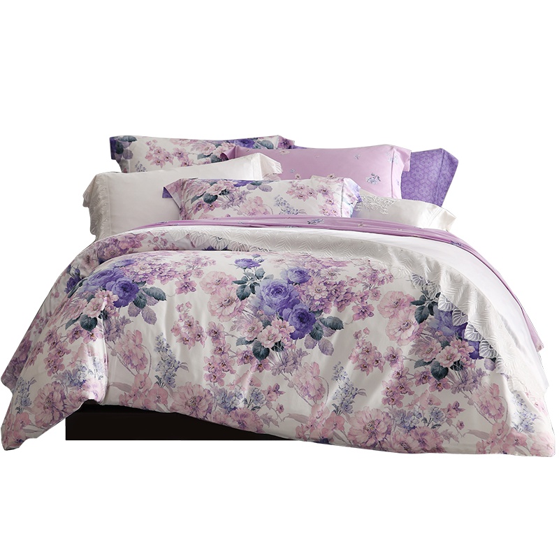 梦洁家纺梦洁美颂 长绒棉四件套全棉60支高支高密床上用品海伦娜花园