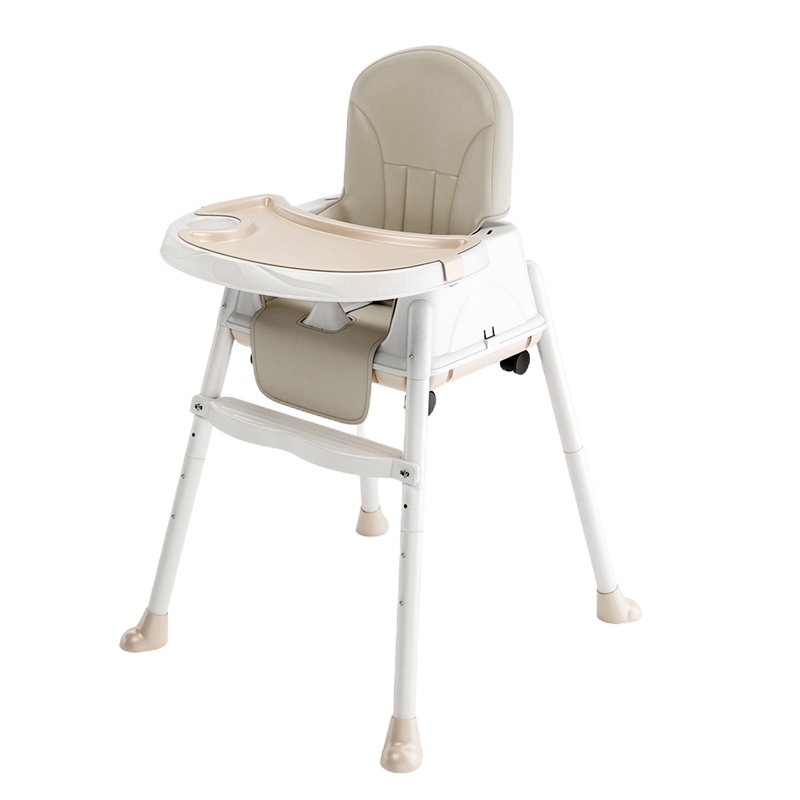弘拜 宝宝餐椅 可调高低带轮儿童餐椅多功能可折叠便携式婴儿椅子 BB吃饭餐桌椅座椅儿童餐椅
