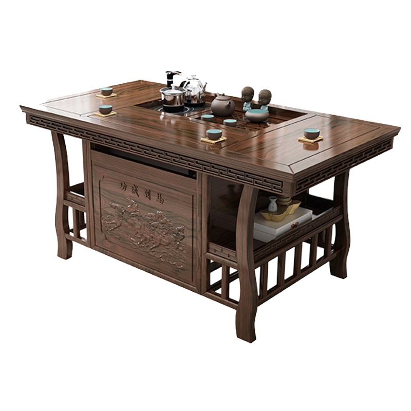 鑫金虎 茶桌椅组合实木茶桌椅组合茶具套装一体中式办公茶台家用喝功夫茶几泡茶1米8