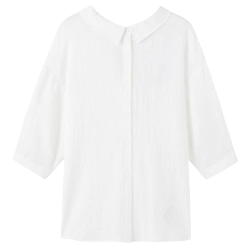 【专柜同款】Puella设计感雪纺衬衫女春夏新款韩版宽松纯色七分袖白色打底衬衣女