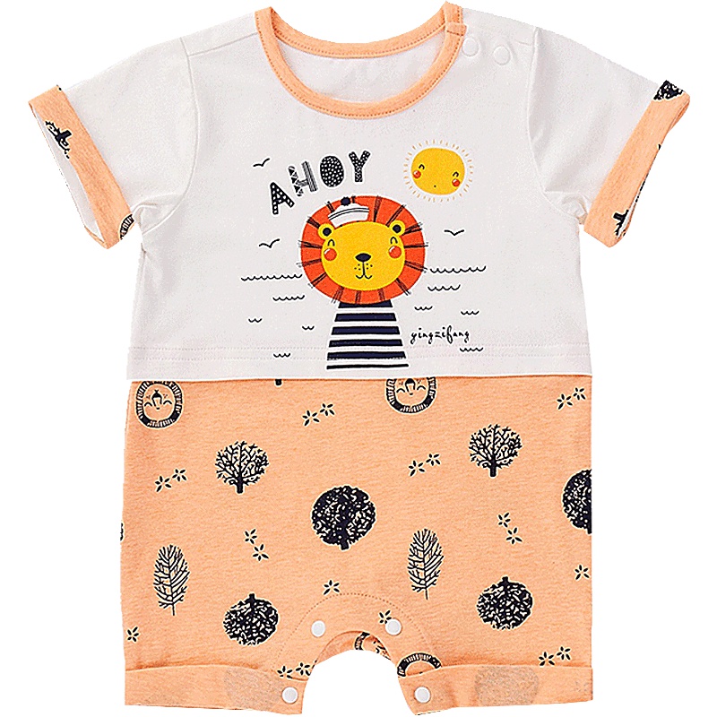 婴姿坊夏装男宝宝新生儿连体衣爬服