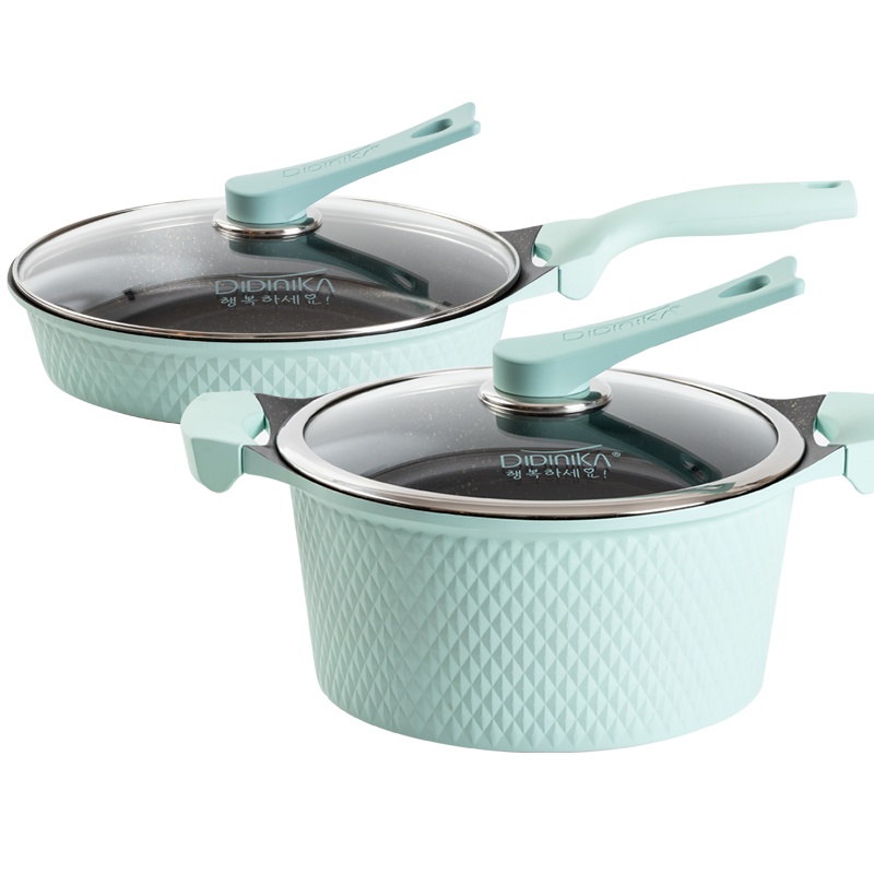 迪迪尼卡(Didinika)锅具套装2件套麦饭石炒锅不粘锅平底锅煎锅家用厨房组合套装