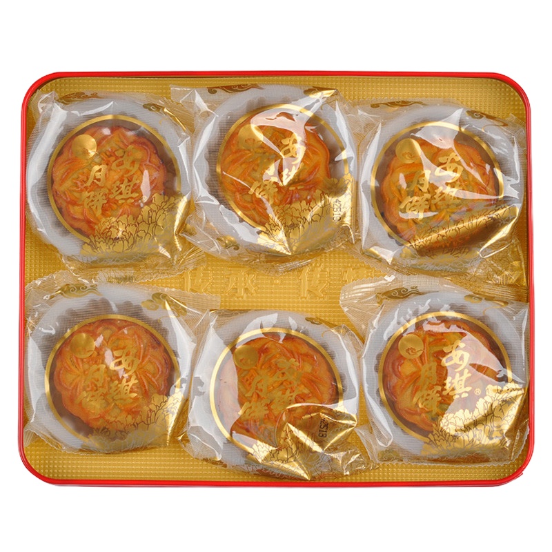 安琪月饼六福齐来月饼 6枚铁盒装352g