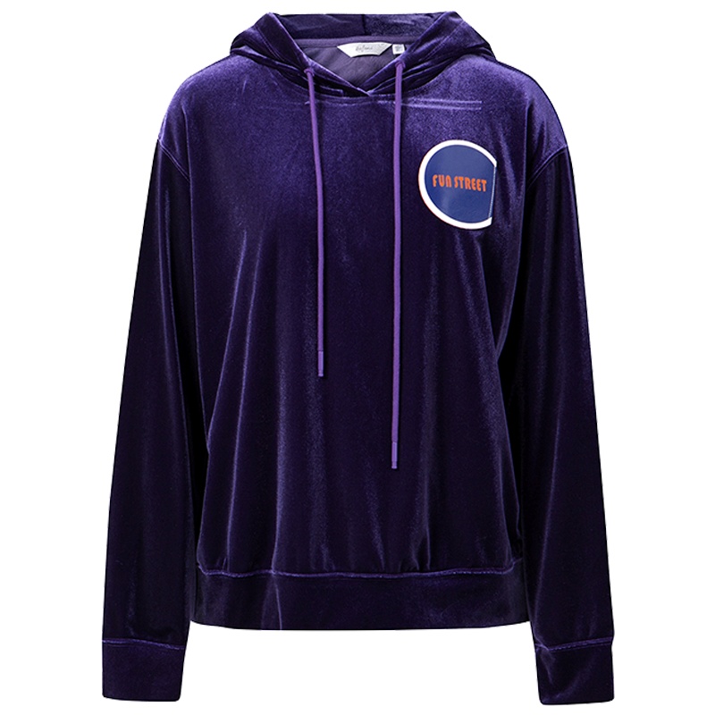 伊芙丽秋装新款韩版上衣丝绒连帽长袖套头卫衣