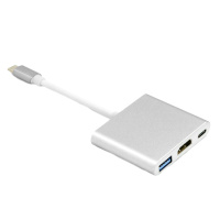 酷比客(L-CUBIC) USB Type-C转HDMI+HUB+供电 转接线银色0.15M