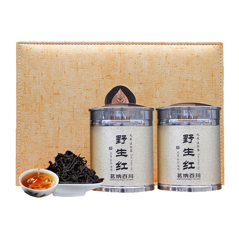 茗纳百川 2023年头春新茶 茶叶 500年古树红茶 茗茶 特级 散装 云南滇红茶 野生红茶250克X2罐礼盒装