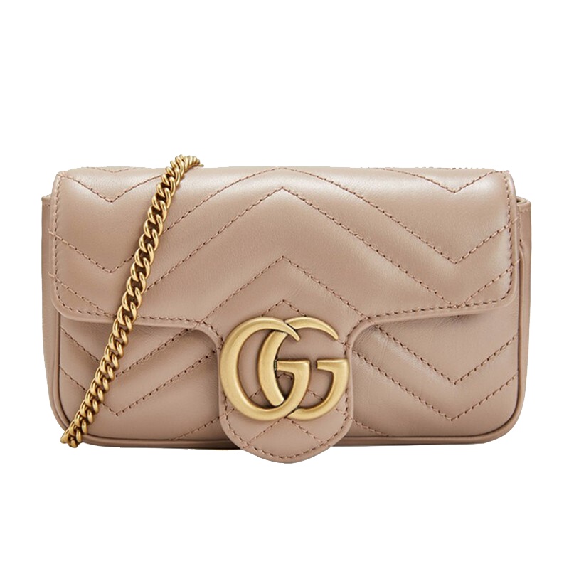 [海外直邮]GUCCI古驰女包GG Marmont系列牛皮裸色超迷你单肩链条斜挎包476433 DSVRT 5729