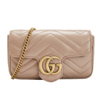 [海外直邮]GUCCI古驰女包GG Marmont系列牛皮裸色超迷你单肩链条斜挎包476433 DSVRT 5729