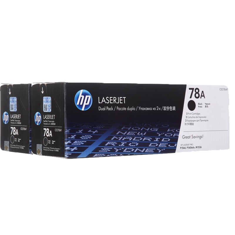 惠普(HP)CE278AF 78AF 黑色硒鼓 双包装(硒鼓/粉盒) 适打印机 P1566