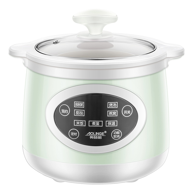 奥林格(AOLINGE)ALG-D01电炖锅迷你煮粥神器煲汤陶瓷隔水炖家用全自动小燕窝电炖盅0.8L 薄荷绿