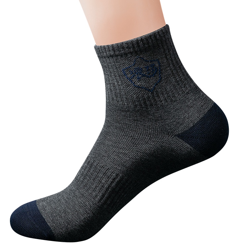 浪莎6双袜子男 中筒 透气纯棉 防臭运动袜 吸汗防臭 全棉男袜
