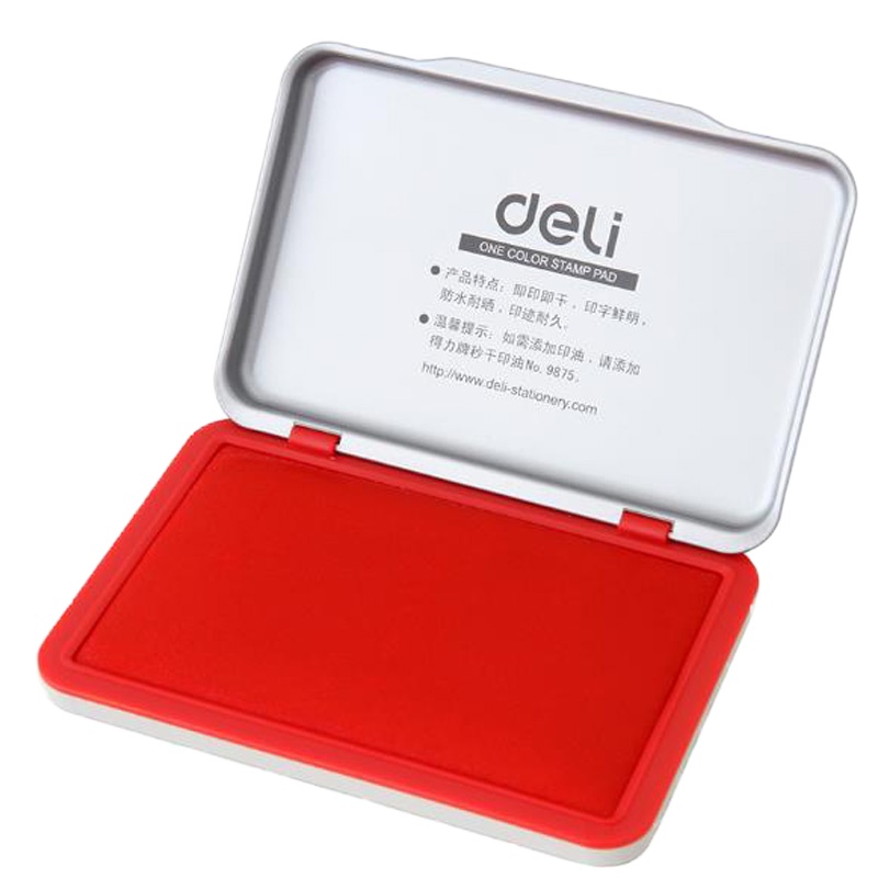 得力 快干印台/秒干不晕染印台/红色印泥/印章印泥/快干印泥 红色
