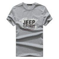 JEEP/吉普夏季薄款短袖T恤男圆领印花套头青年休闲大码打底t恤