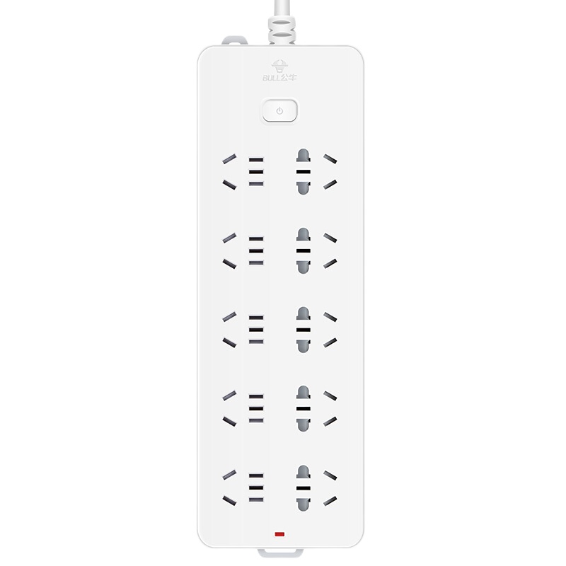 公牛插座 超功率过载保护 带开关保护门 电源接线板插排插线板插板 新国标 218 十位总控开关全长3米