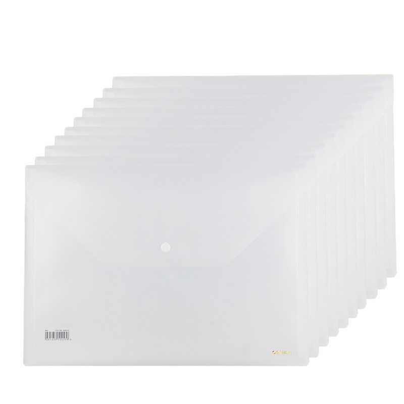 得力(deli)10只A4加厚文件袋 透明按扣资料袋5501A