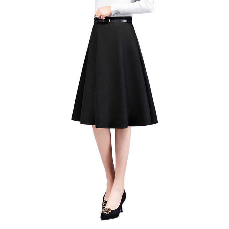 丝柏舍冬装女2019纯色简约韩版气质A字下摆半身裙S94R6026B