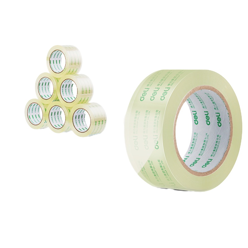 得力高品质高透明封箱胶带打包胶带 48mm*60y*50um(54.9m/卷) 6卷/筒 办公用品 30203