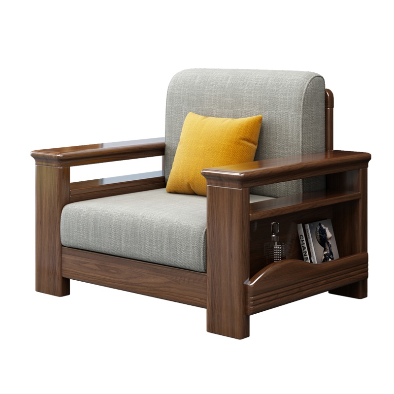 锐取沙发 实木沙发北欧风格全实木沙发组合现代简约大中小户型客厅皮艺坐垫沙发 客厅精品家具组合