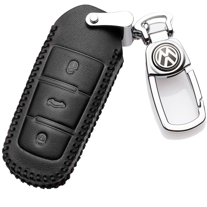 舒适主义迈腾钥匙套2019款大众迈腾钥匙套新迈腾b8迈腾330车钥匙包扣皮 D款黑色(08-16款迈腾一键启汽车钥匙扣