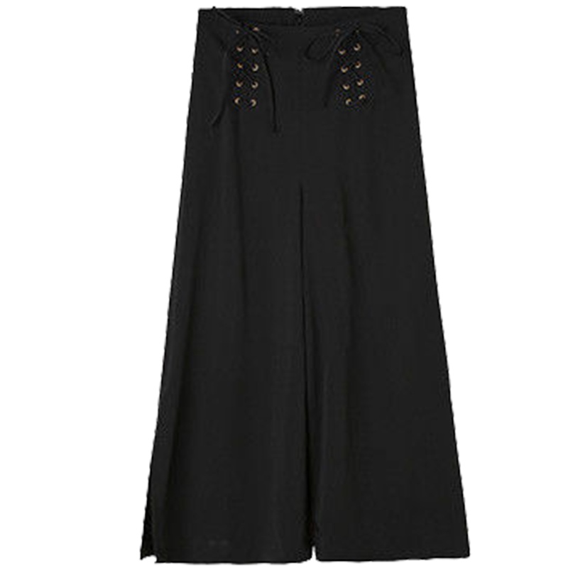 【热卖】拉贝缇拉夏贝尔秋女韩版高腰九分裤纯色显瘦长裤阔腿裤休闲裤60007301