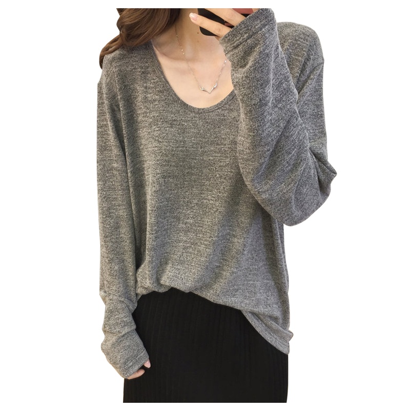 如熙超火基础款薄针织衫女长袖百搭款宽松显瘦打底衫