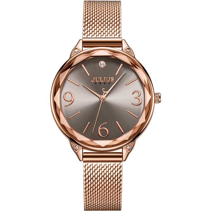 聚利时品牌韩风个性锆石镶嵌正品圆形石英防水女表JA-1210