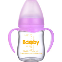 荷兰贝斯比Bassby婴儿高硼硅晶钻玻璃耐高温不含双酚A宽口异形新生儿奶瓶210ml