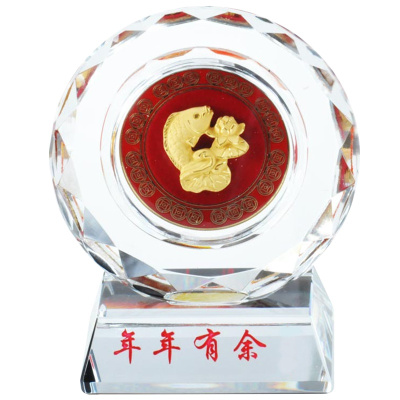 梦克拉 足金工艺水晶摆件 年年有余