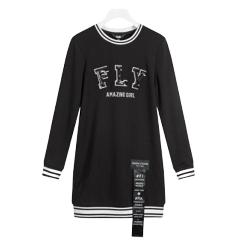 拉夏贝尔Puella秋装新款宽松百搭显瘦中长款卫衣连衣裙女20011271