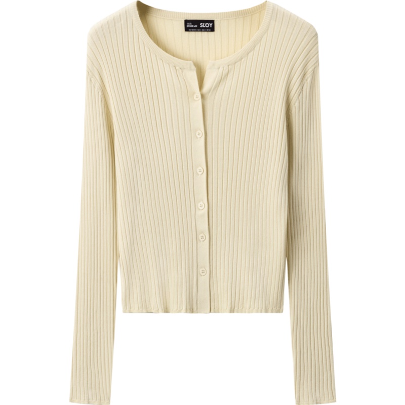 七格格冰丝针织衫女2020秋新款长袖短款上衣黑色显瘦百搭软糯开衫