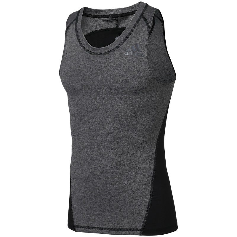 【自营】adidas阿迪达斯男子背心训练跑步健身运动服CD7219 3XL CD7219深麻灰+黑